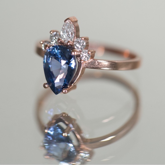 Alexis Russel Wedding Ring: Ethical/Sustainable Rose Gold, Sapphire, Diamonds - Picture 3 of 11